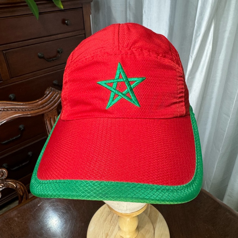 Morocco Red and Green Embroidered Cap